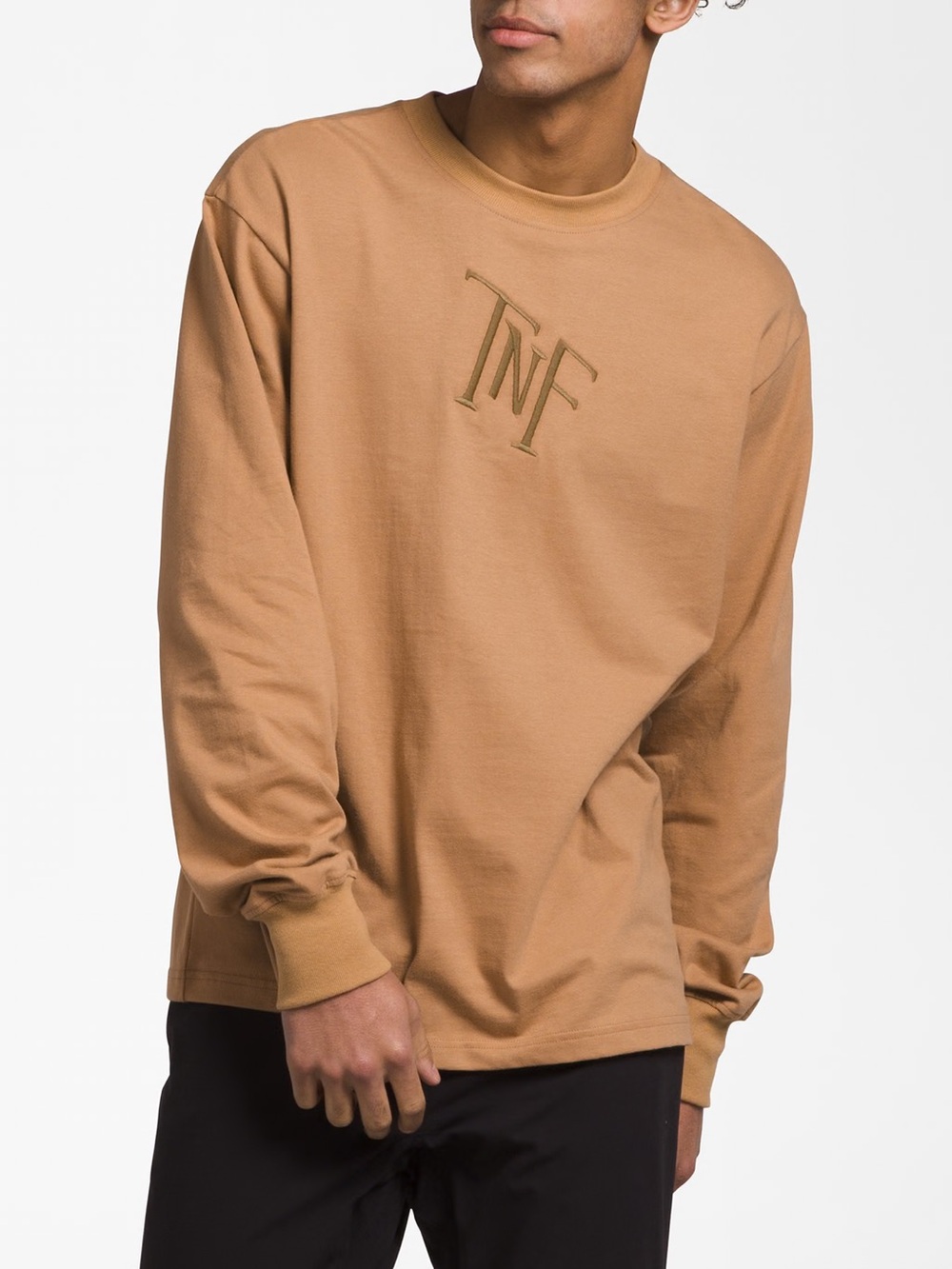 The North Face Tee Shirt Mens Small Heavyweight Long Sleeve Relaxed Tan New